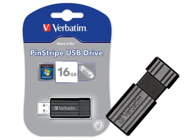 PEN DRIVE VERBATIM 49063 PINSTRIPE 16GB RETRATIL PRETO 2.0